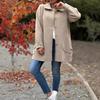Women Solid Color Coat Fall Spring Cardigan Jacket Long Sleeves Turn Down Collar Single Breasted Buttons Loose Fit Dating Commuting