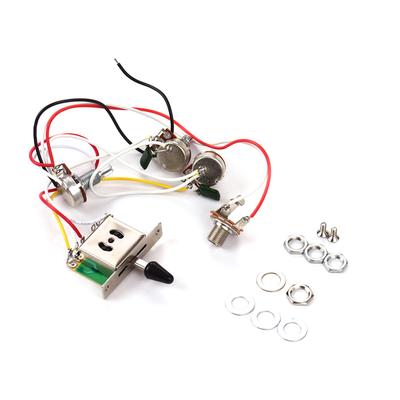 Kit de Arnés de Cableado para Guitarra Eléctrica Reemplazo con 1 Volumen 2 Tonos 1 Jack Interruptor Selector de 5 Vías 500K para Guitarra Stratocaster