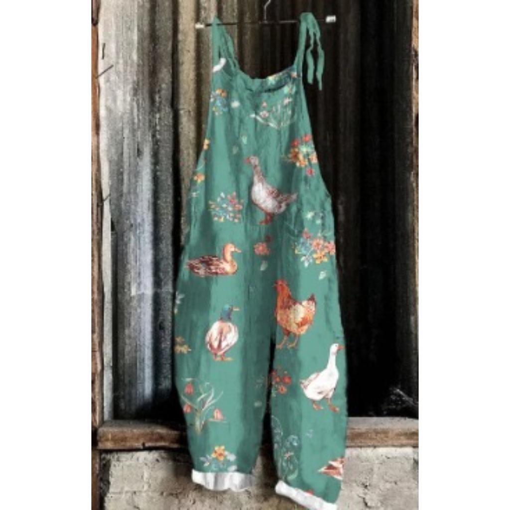 VIONA Heiße Damen Sommer Mode Einteiler Latzhose Einfach Bequem Haus Weite Hosen 3D Hahn Gedruckte Arbeitshosen