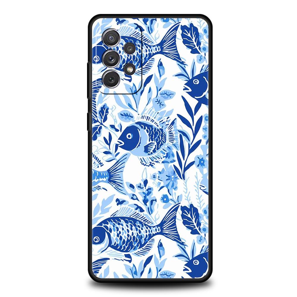 Blue Ocean Fish Phone Case for Samsung Galaxy A55 A35 A15 A14 A13 A25 A54 A51 A71 A72 A73 A32 A52 A41 5G Soft TPU Shell Fundas