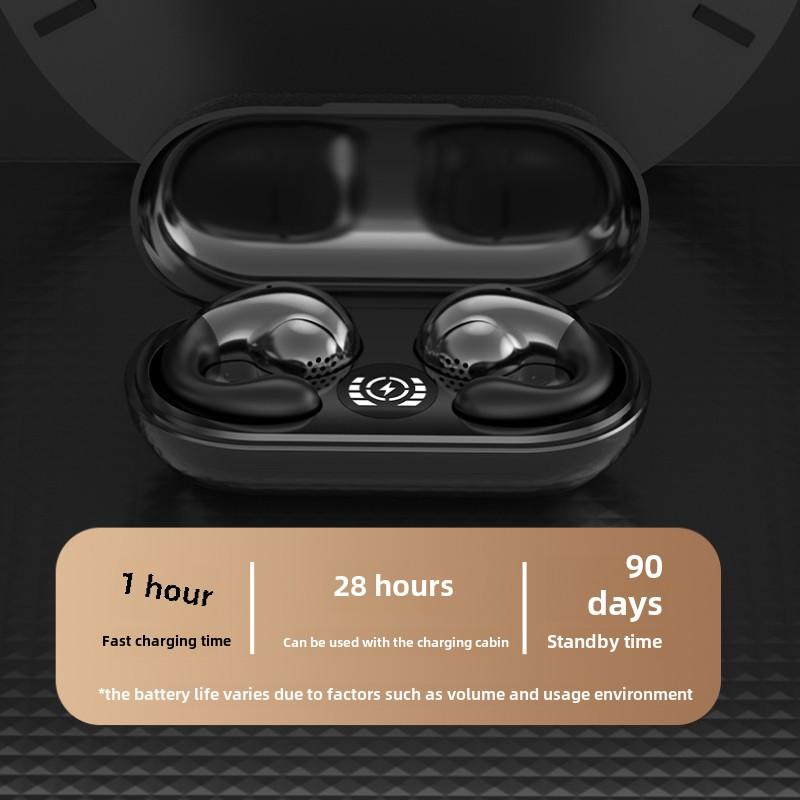 Bluetooth Headset TWS Dual Ear Wireless Ear Clip Stereo Digital Display Life