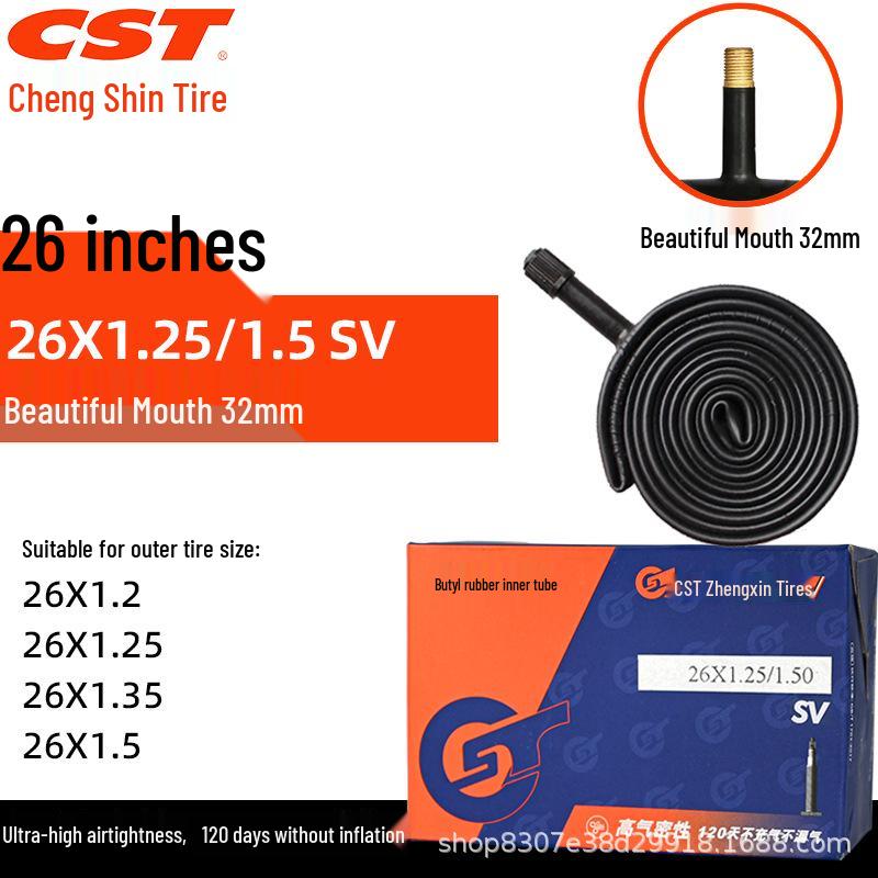 CST Zenith Mountain Bike Inner Tube 26 for 1.9 to 2.4 Tires, Compatible with US and French Valves