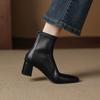 Krazing Pot Microfiber Pointed Toe Thick Heels Chelsea Boots Size 43 Zip Beauty Lady Women Stretch Ankle Boots