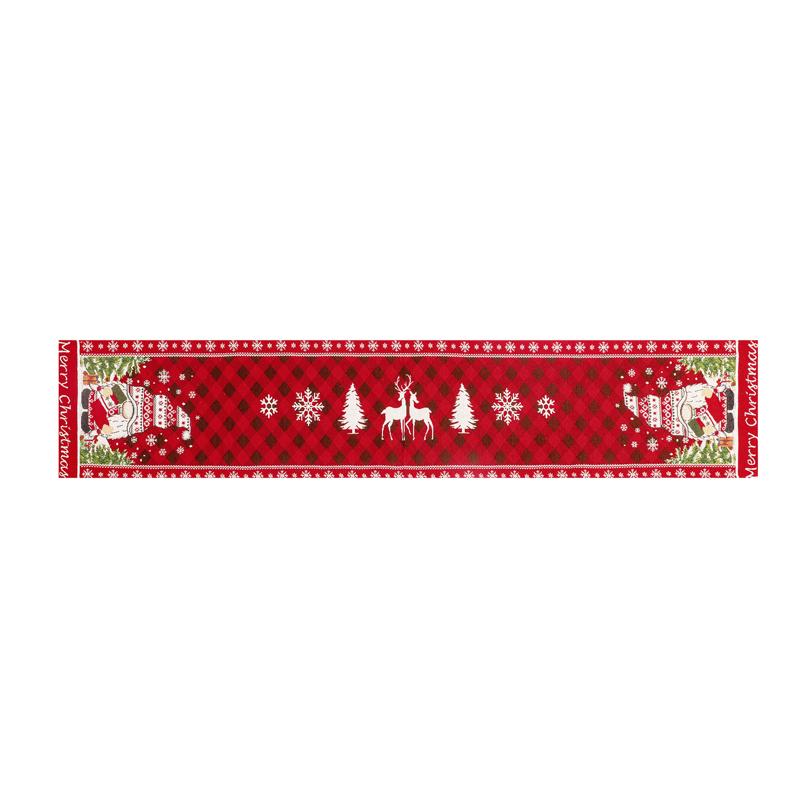 Christmas Tree Elk Snowflake Plaid Table Runner Party Wedding Decoration Table Runner Christmas Decoration Home Table Runner