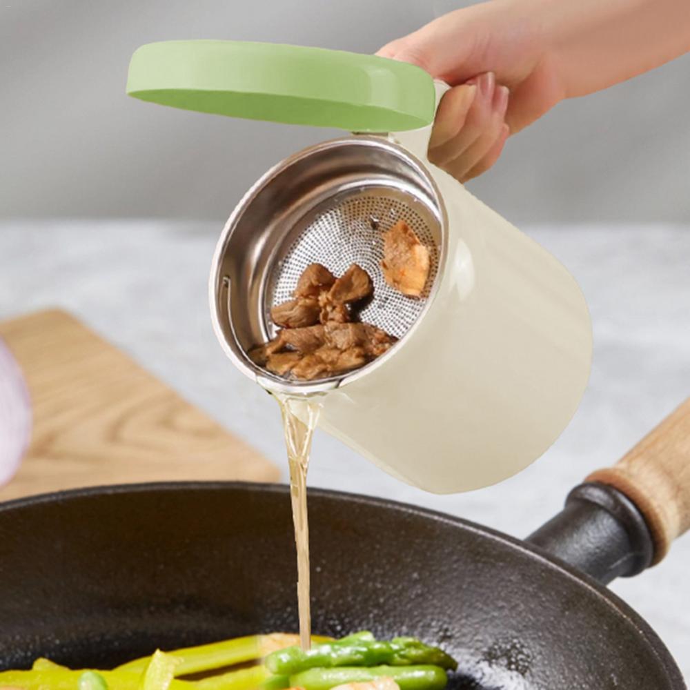 

Контейнер для жира из нержавеющей стали, емкость для хранения масла с мелкоячеистым ситом, кулинарные принадлежности, емкость для хранения жира большой емкости белый