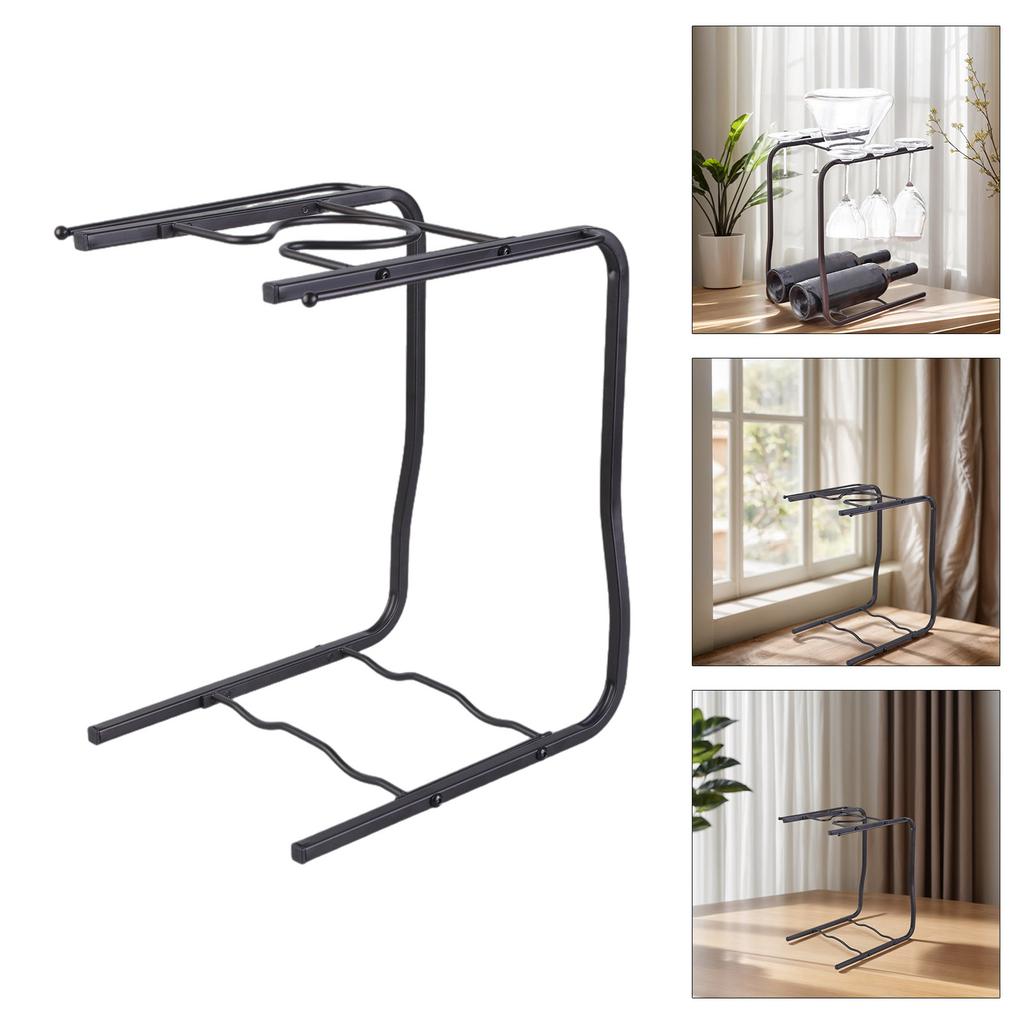 Elegantní Stojan na Sklenice na Víno na Pult pro Domov Elegantní Držák na Poháry na Stopce Polička Věšák pro Skladování Lahví Vína