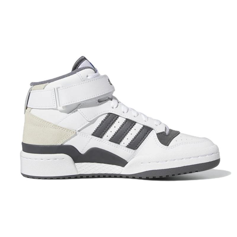 Adidas Originals FORUM Mid J Abrasion Resistant Mid top Kids' Skateboarding Shoes White Gray Teenagers Sneakers GY7061