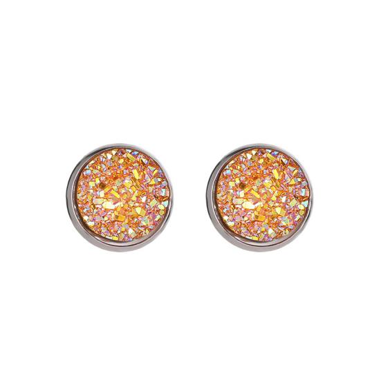 Women Round Starry Sky Ear Studs Stainless Steel Earrings Piercing Jewelry