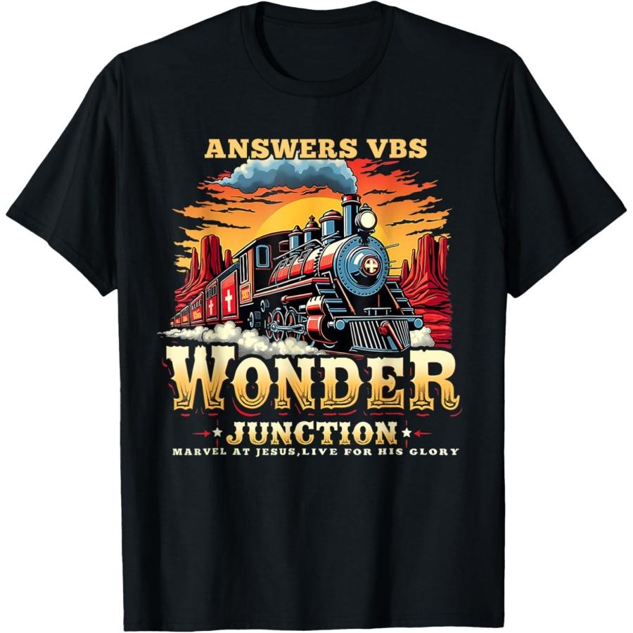 Answers VBS Wonder Junction Christian Train Theme Apparel T-Shirt XXXXXL чёрный