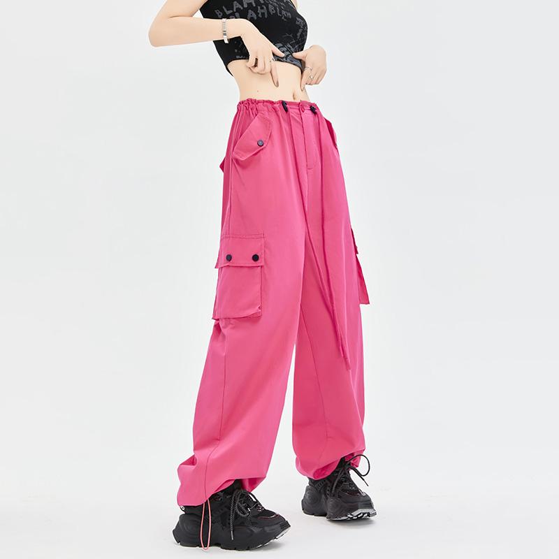 Fashion Casual Wide-leg Cargo Pants for Women Female Elegant High-waisted Long Pants Overalls 2026 New Loose Spring and Summer Simple Trousers 2395