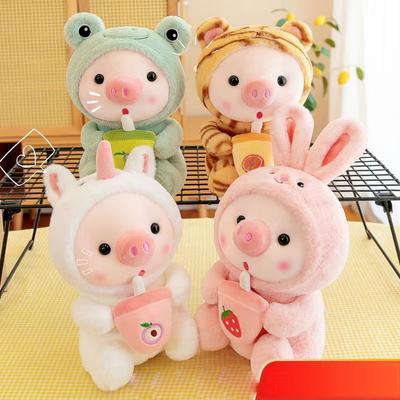 25 cm Kawaii Bubble Pig Plüschtier Stofftier Hase Frosch Tiger Weiches Kissen Tasse Milchtee Boba Plushies Puppe Kinder Geburtstagsgeschenke
