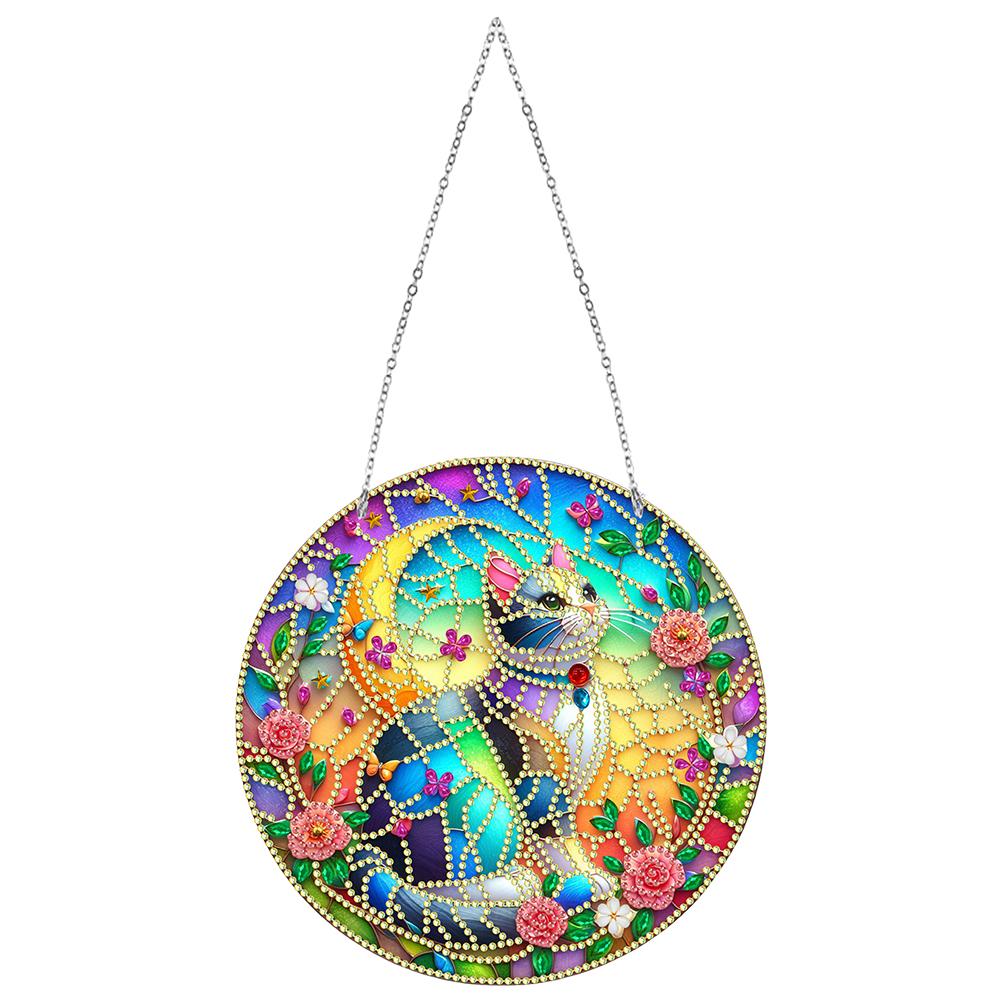Sun Catcher Cat Rhinestone Diamond Art Window Pendants Rabbit Moose 5D DIY Diamond Painting Pendant for Garden Window Decor Gift