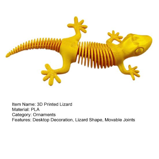 3D Printed Lizard Figurine Movable Joints Gecko Figure Articulated Animal Model Toy Home Office Bookshelf