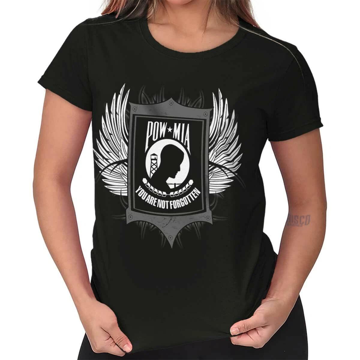 POW MIA You Are Not Forgotten USA Veterans Womens Top Junior Graphic Tee XS