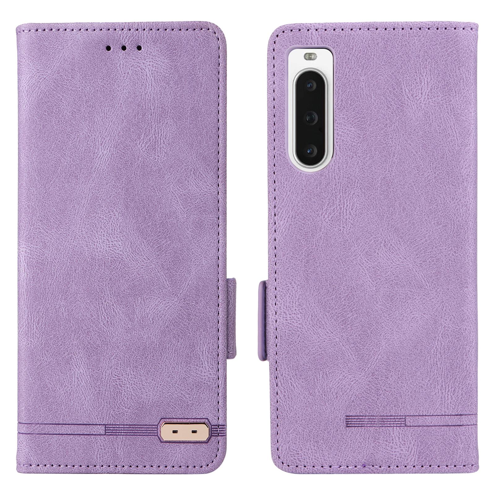 

Для телефона Sony Xperia 10 V Чехол-кошелек из ПУ кожи с аппаратным декором и подставкой Чехол для телефона Purple