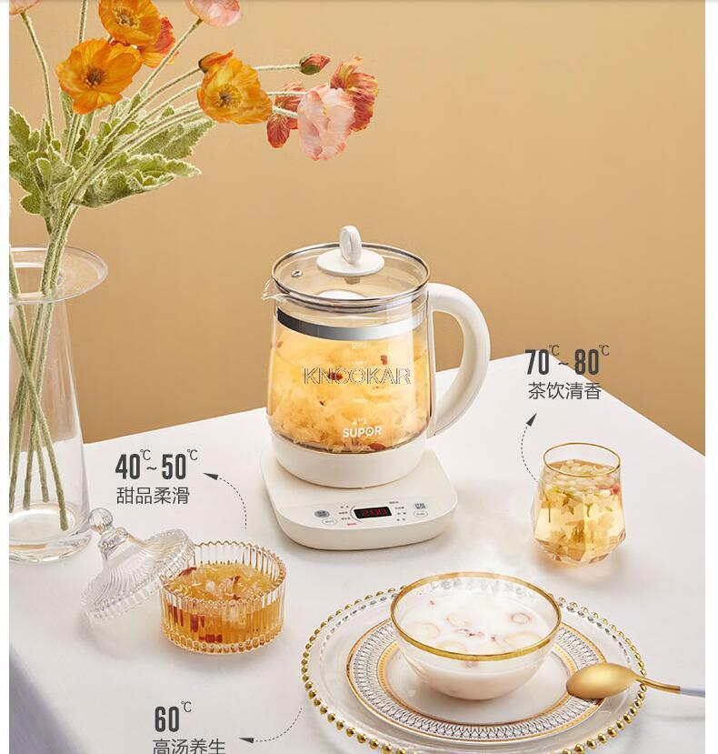 1.5L Household Electric Kettle Automatic Portable Multi Cooker Glass Health Preserving Pot Tea Dessert Cooking Pot 220V