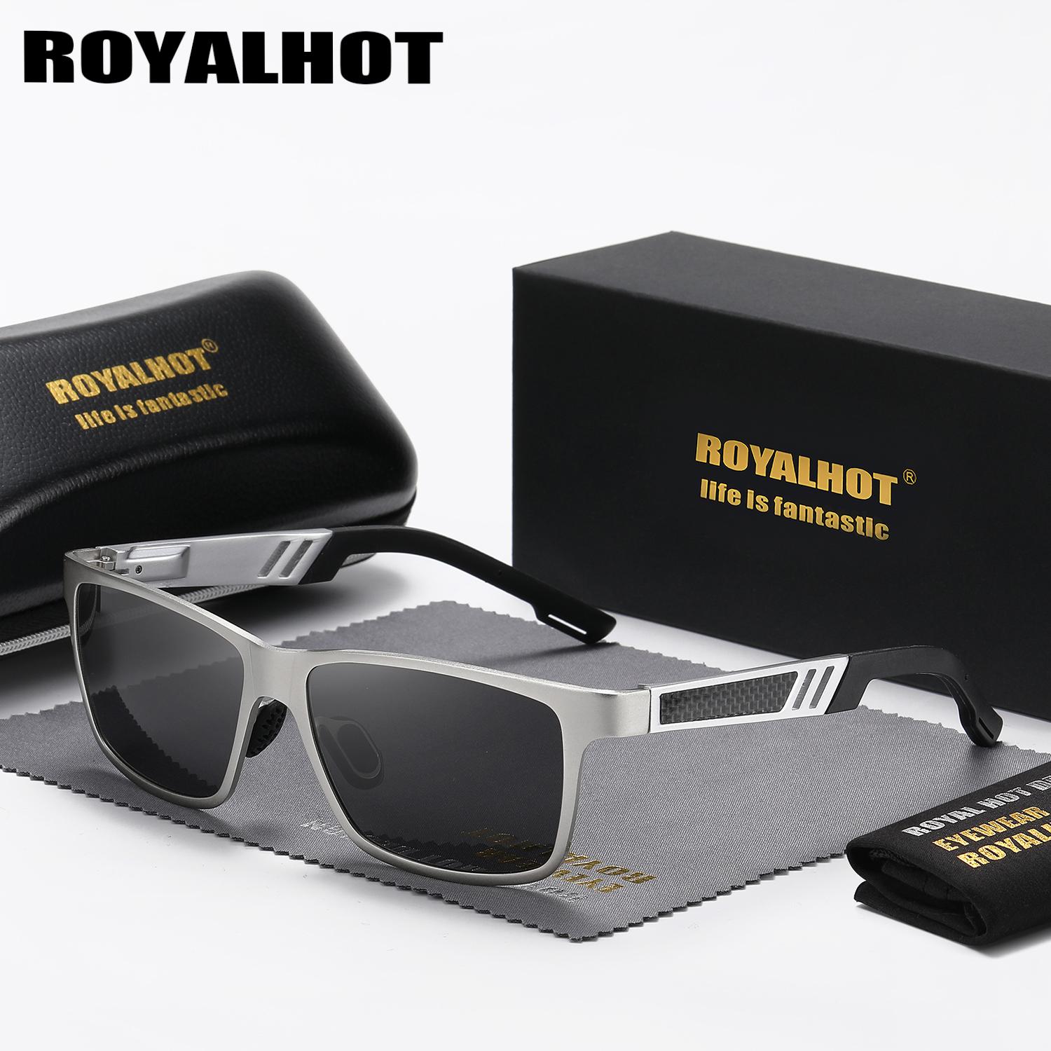 

RoyalHot мужские и женские поляризационные солнцезащитные очки в алюминиевой магниевой оправе, солнцезащитные очки для вождения, очки Óculos Masculino Male серебряный