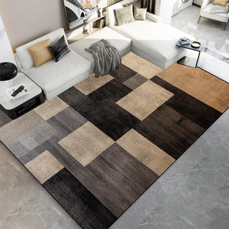 Nordic Black Brown Carpet for Living Room Home Decorations Coffee Table Large Area Plaid Rugs Bedroom Floor Mats Children Carpet