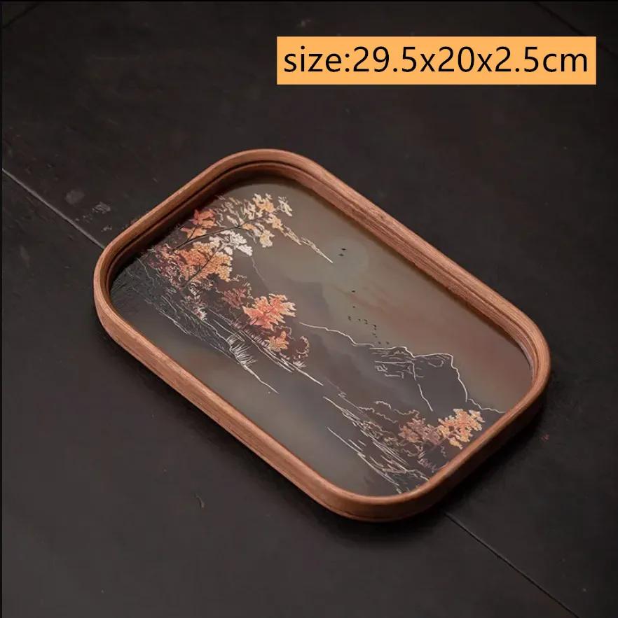 Chinese Glass Bamboo Dry Tea Tray Teapot Teacup Mat Storage Tray Pot Bearing Small Tea Table Household Tea Set Accessories