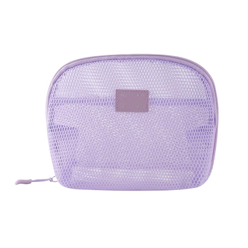 Casual Nylon Cosmetic Bag With Zipper Hand-held Mesh Makeup Bags Multipurpose Mesh Storage Pouch Women