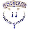 Bridal Tiara Crown  Necklace and Earrings Three Piece Set Exquisite Floral Diamond Alloy Crown