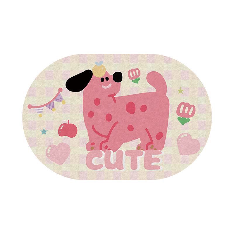 

Ins Style милый современный розовый коврик для туалета и ванной комнаты с изображением щенка, нескользящий впитывающий коврик для ног в душевую комнату 40 * 60CM [Diatom mud]