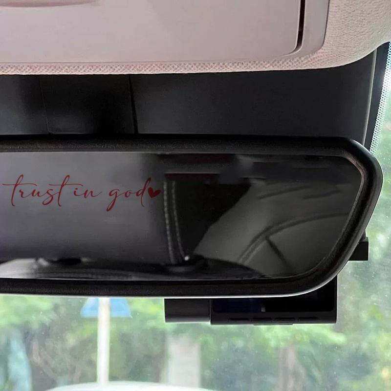 Trust In God Heart Car Rear View Mirror Sticker Decal Faith Bible Verse Christian Church Auto Vehicle Bumper Decor