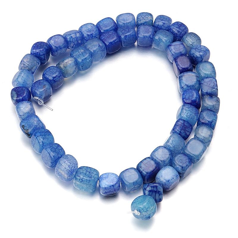 Natural Stone Square Beads 8mm Striped Agate Tube Stone Loose Spacer Beads For Jewelry Making Accessories DIY Bracelet Keychain