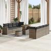 11-piece Garden Sofa Set with Cushions Grey Poly Rattan Acacia, 3-piece Garden Dining Set 3363543