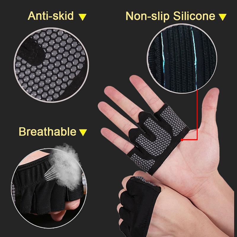 Gym Fitness Four-Finger Half Finger Gloves Silicone Workout Glove Pull Up Power Weight Lifting Grips Hand Plam Protector