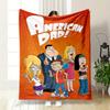 Personagens de desenho animado posando sob o "American Dad!" em letras brancas e em negrito" texto em laranja. cobertor para todas as estações manta para pausa para almoço presente