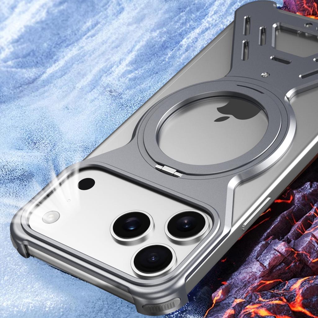 For iPhone 17 Pro Bumper Case Compatible with MagSafe Rotating Kickstand Metal Phone Cover
