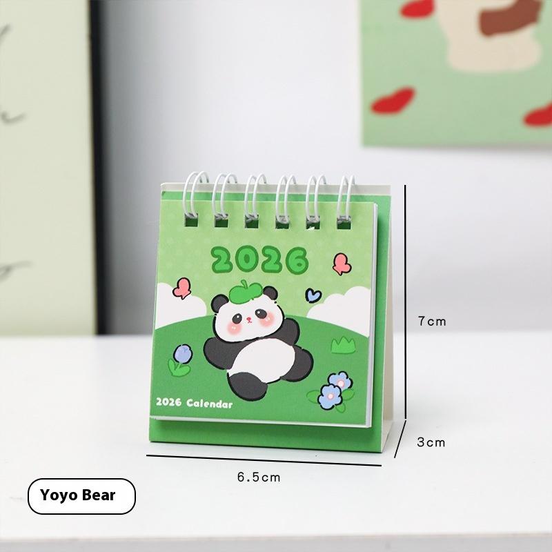 2026 Mini Simple Cute Cartoon Pattern Small Desk Calendar Pocket Portable Calendar Punch Plan Desktop Decoration