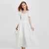 Damen Kurzarm A-Linien Midi-Kleid