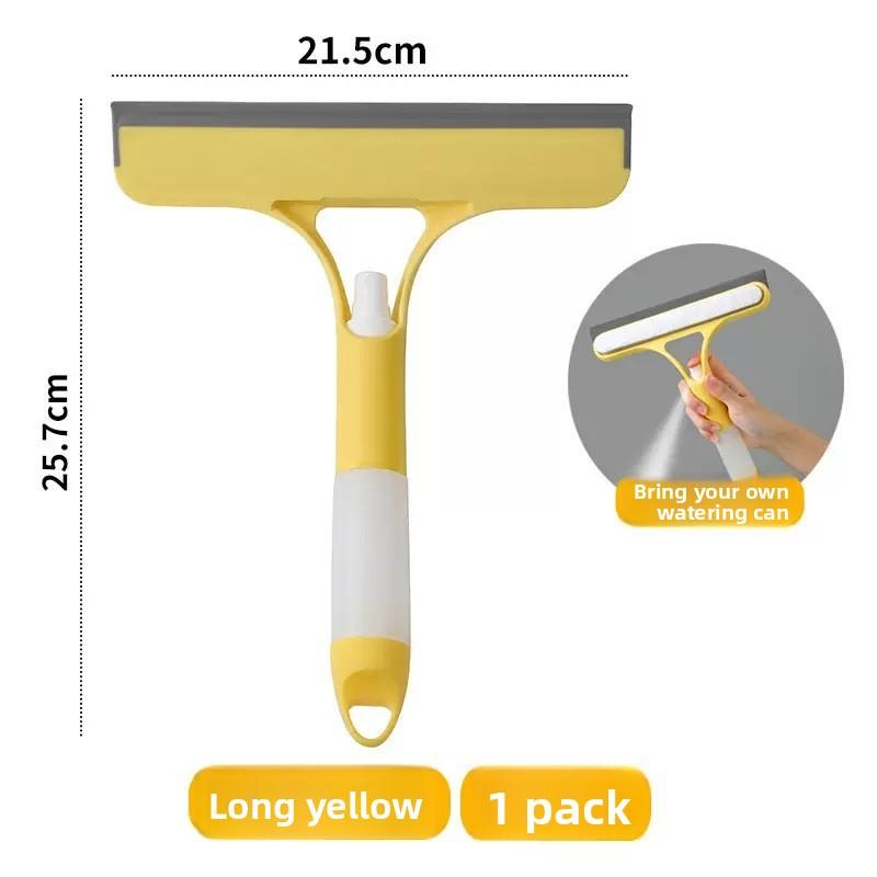 

Three In One Hand-held Window Cleaner with Spray, Scraper and Microfiber Cloth - Ergonomic Design, Suitable for Glass, Tile, Mirror, Bathroom жёлтый