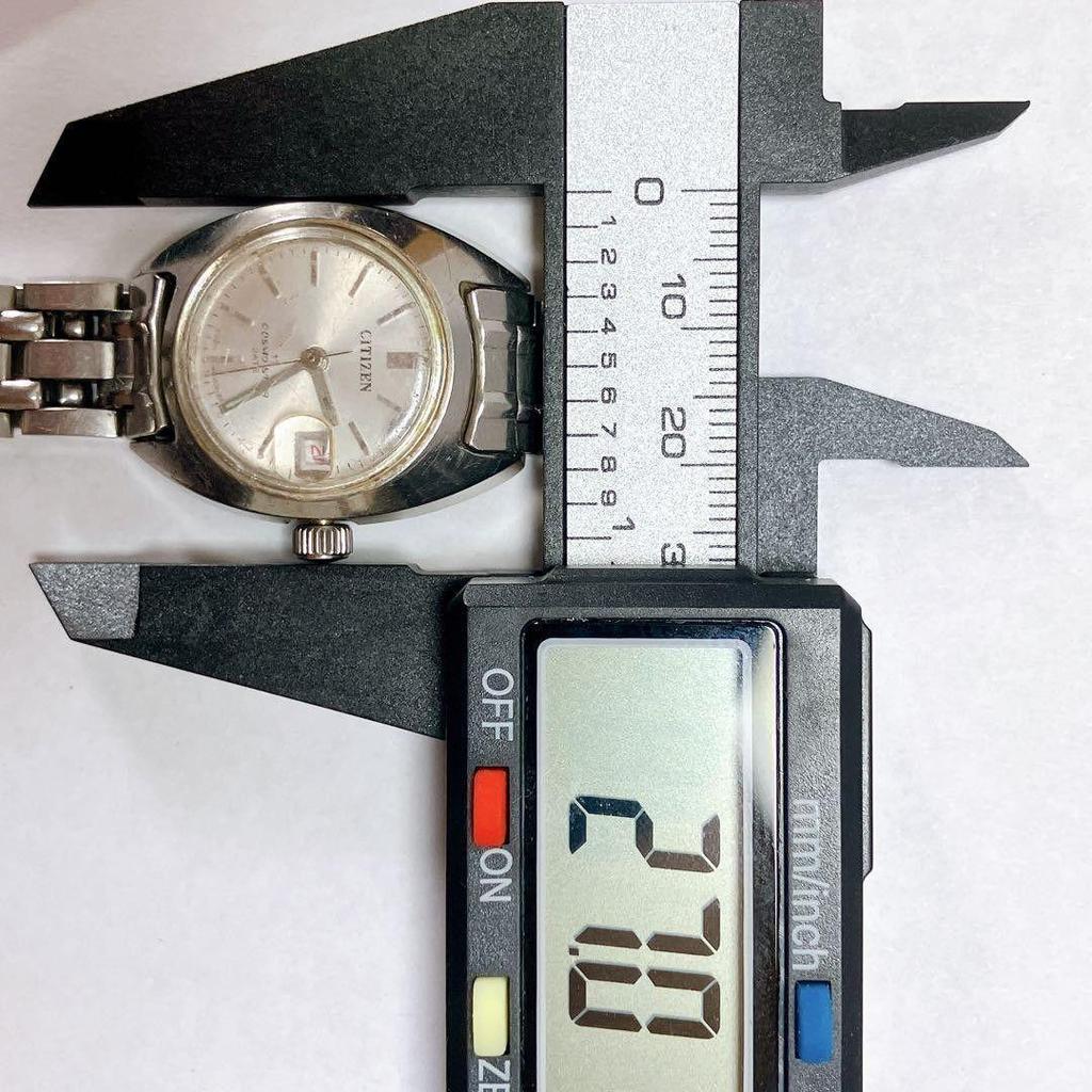 Used Working Item Ladies CITIZEN Manual Winding Wristwatch Date 4-610075-K