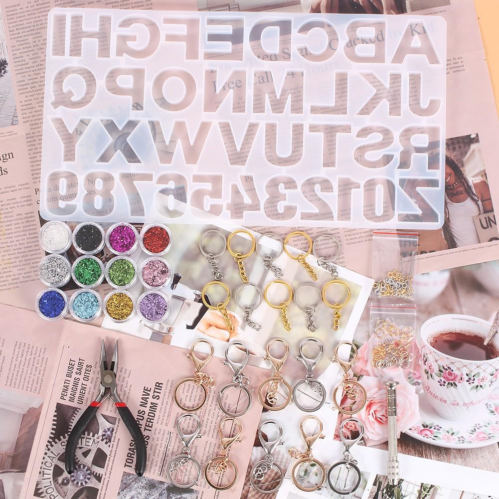 DIY Epoxy Resin Crystal Letter Silicone Set for Key Pendant Crafting