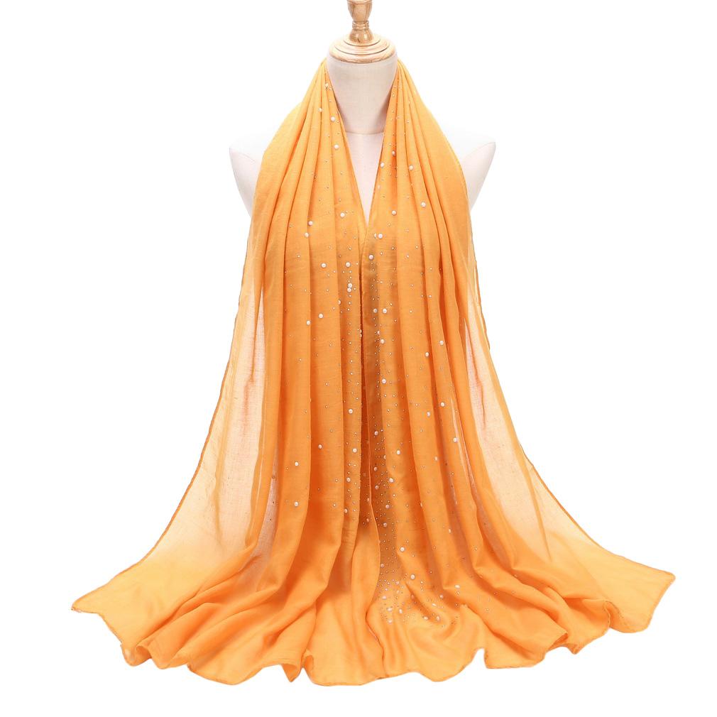 75x180cm Beads Pleated Hijab, Cotton Rayon Scarf Shawl