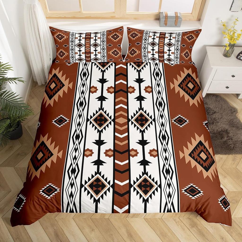 Southwest Tribal Aztec Duvet Cover Set Bohemian Twin Queen Bedding Sets Ethnic Mexican Geometric Diamond Stripe Comforter Cover