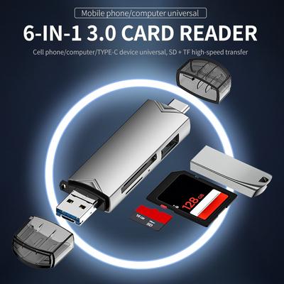 Type C Micro Sd Card Reader Type C To Usb Otg Adapter 6 In 1 USB 3.0 TF Card USB Flash Drive Type C Card Reader