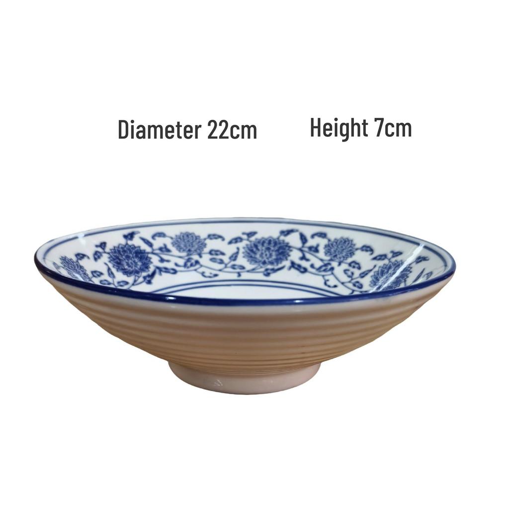 Retro Blue and White Porcelain Noodle Bowl for Creative Dishes: Zha Jiang Mian, Maocai, Liangpi, Chuan Chuan, or Boiled Fish.