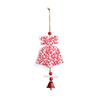 Christmas Wooden Ornaments Red White Heart Bell Star Shaped Hanging Ornament with Bells for Tree Mantel Stair Rail Holiday Decor