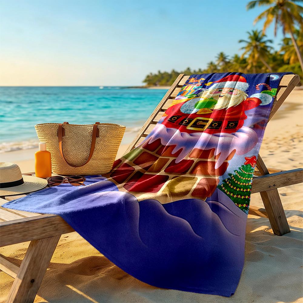 Christmas Beach Towel Quick-Dry Soft Microfiber Comfortable Lightweight Perfect for Traveling Yoga Camping and Swimming