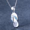Cute Dainty Small Women Flip Flop Pendant Necklace Blue Fire Opal Stone Pendant Necklaces Bride Jewelry  Sterling Color NecklaceCute
