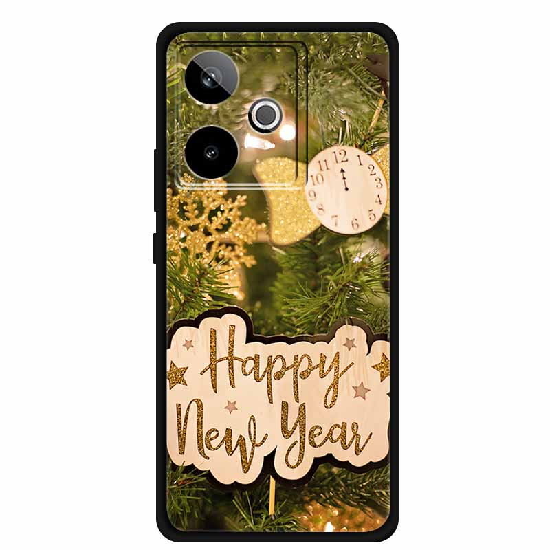Christmas Cover For Realme GT7 GT 7 7T Case Black Silicone Cases for Realme GT 7T Cartoon Santa Claus Christmas Tree Back Cover