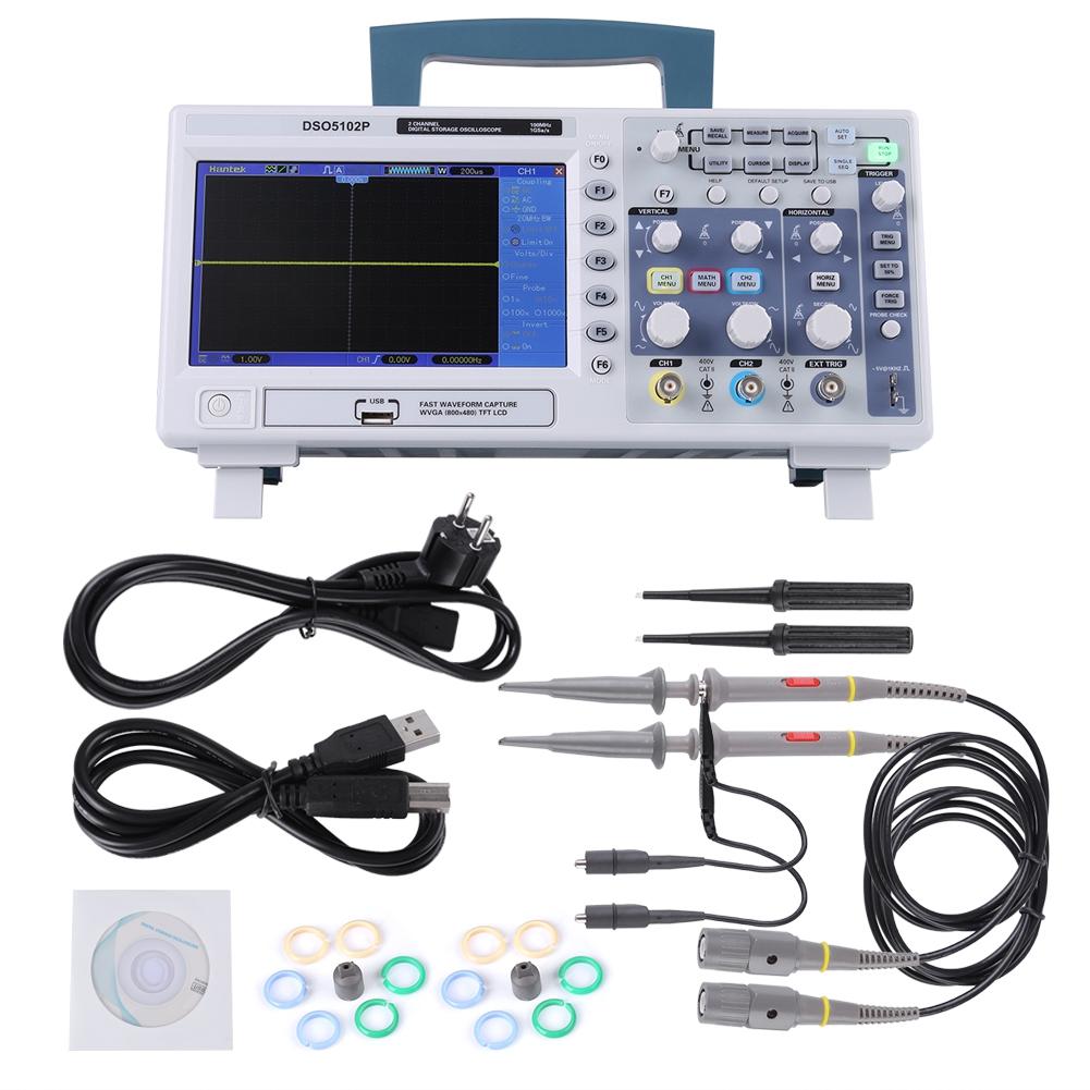 

DSO5102P Digital Oscilloscope 100MHz 2 Channels 1GSas 7Inch TFT LCD білий