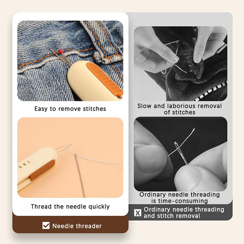 2 In 1 Needle Threader Seam Ripper Stitching Remover Household Tool Needle Threaders For Hand Sewing Seam Accessories