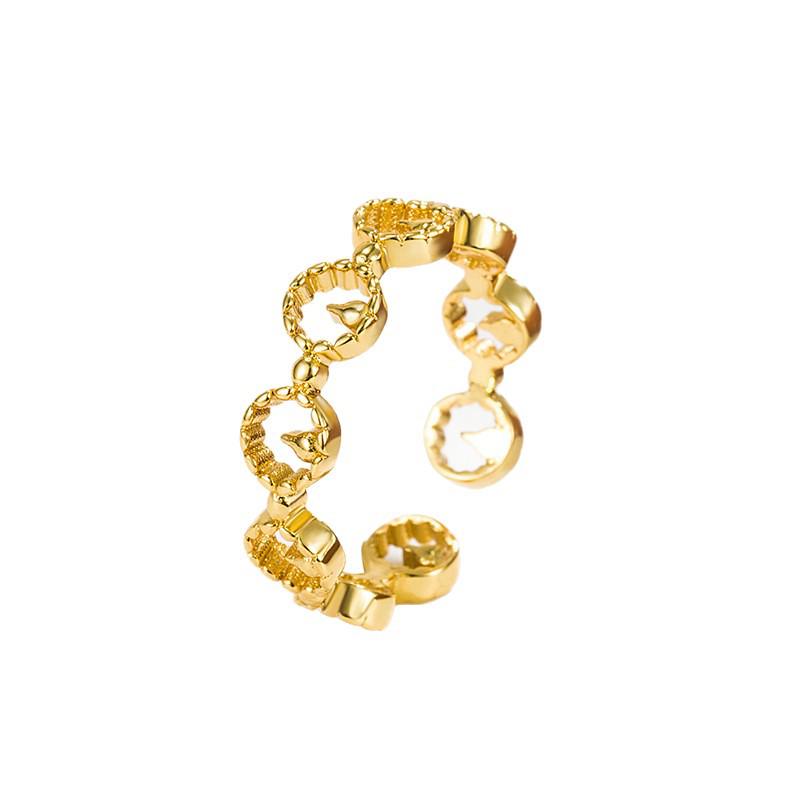 Rizhao Golden Mountain Women's Luxurious Hollow Index Finger Ring - Fashionable, Versatile, Unique Style.