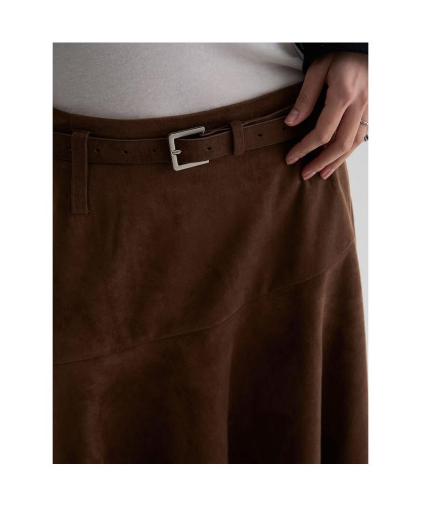 8SECONDS Suede Belted Skirt Brown