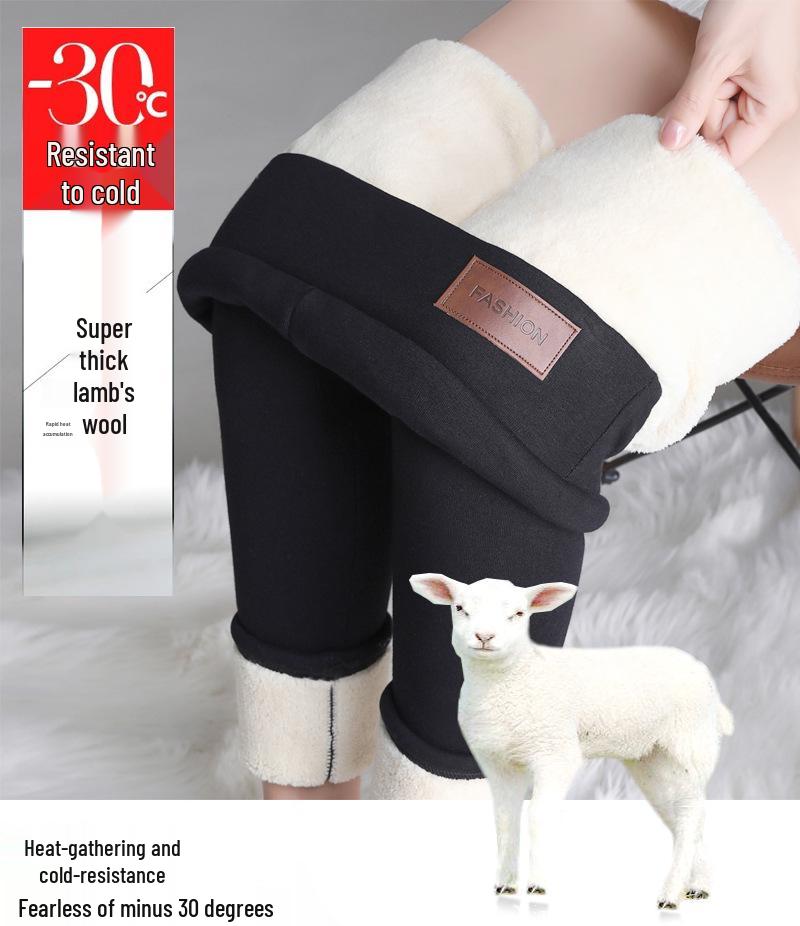 Women's Fleece-Lined High-Waisted Lambswool Leggings